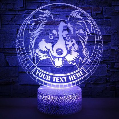 Australian Shepherd Personalized 3D Night Light Lamp, Custom Dog Lovers Decor Gift Blue