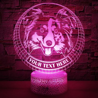 Australian Shepherd Personalized 3D Night Light Lamp, Custom Dog Lovers Decor Gift Purple