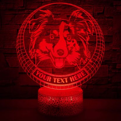 Australian Shepherd Personalized 3D Night Light Lamp, Custom Dog Lovers Decor Gift Red