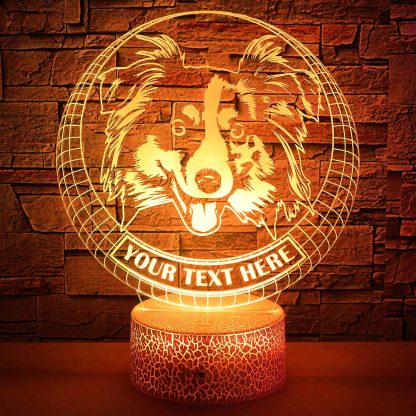 Australian Shepherd Personalized 3D Night Light Lamp, Custom Dog Lovers Decor Gift Yellow