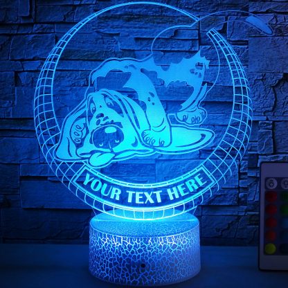 Basset Hound Personalized 3D Night Light Lamp, Custom Dog Lovers Decor Gift Blue