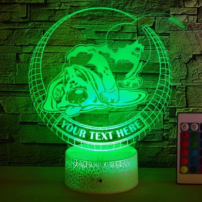 Basset Hound Personalized 3D Night Light Lamp, Custom Dog Lovers Decor Gift Green