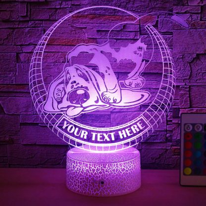 Basset Hound Personalized 3D Night Light Lamp, Custom Dog Lovers Decor Gift Purple