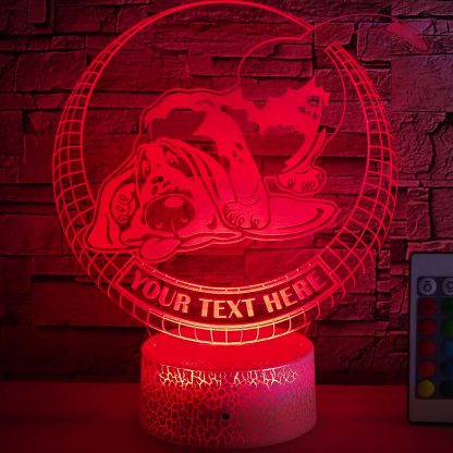 Basset Hound Personalized 3D Night Light Lamp, Custom Dog Lovers Decor Gift Red