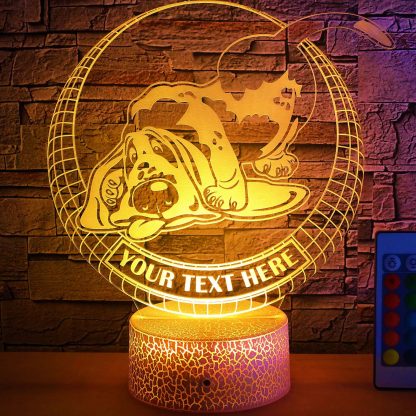 Basset Hound Personalized 3D Night Light Lamp, Custom Dog Lovers Decor Gift Yellow