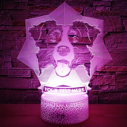 Border Collie Personalized 3D Night Light Lamp, Custom Dog Lovers Desk Decor Gift Purple