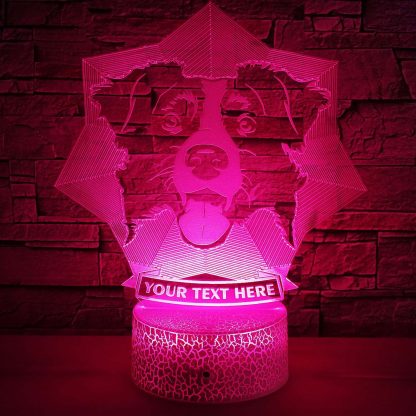 Border Collie Personalized 3D Night Light Lamp, Custom Dog Lovers Desk Decor Gift Red