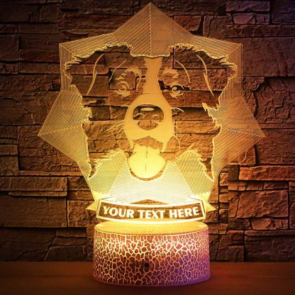 Border Collie Personalized 3D Night Light Lamp, Custom Dog Lovers Desk Decor Gift Yellow