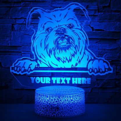 Brussels Griffon Personalized 3D Night Light Lamp, Custom Dog Lovers Decor Gift Blue