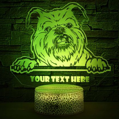 Brussels Griffon Personalized 3D Night Light Lamp, Custom Dog Lovers Decor Gift Green