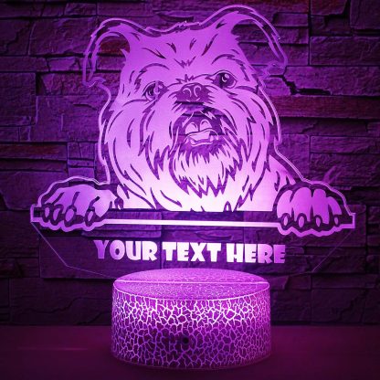 Brussels Griffon Personalized 3D Night Light Lamp, Custom Dog Lovers Decor Gift Purple