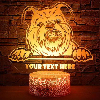 Brussels Griffon Personalized 3D Night Light Lamp, Custom Dog Lovers Decor Gift Yellow