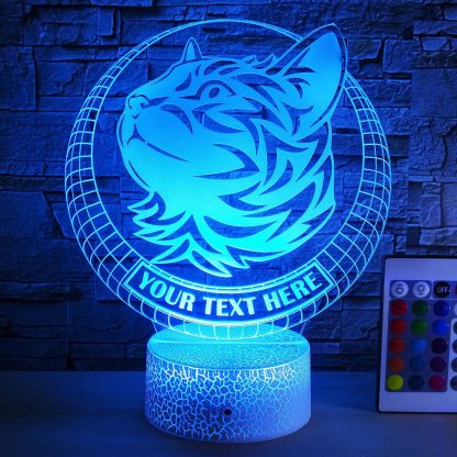 Cat Personalized 3D Night Light Lamp, Custom Cat Lovers Decor Gift Blue