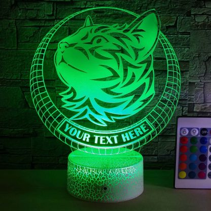 Cat Personalized 3D Night Light Lamp, Custom Cat Lovers Decor Gift Green