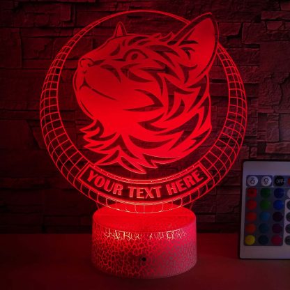 Cat Personalized 3D Night Light Lamp, Custom Cat Lovers Decor Gift Red
