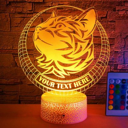 Cat Personalized 3D Night Light Lamp, Custom Cat Lovers Decor Gift Yello