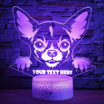 Chihuahua Personalized 3D Night Light Lamp, Custom Cute Dog Lovers Decor Gift Purple