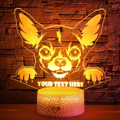 Chihuahua Personalized 3D Night Light Lamp, Custom Cute Dog Lovers Decor Gift Yellow