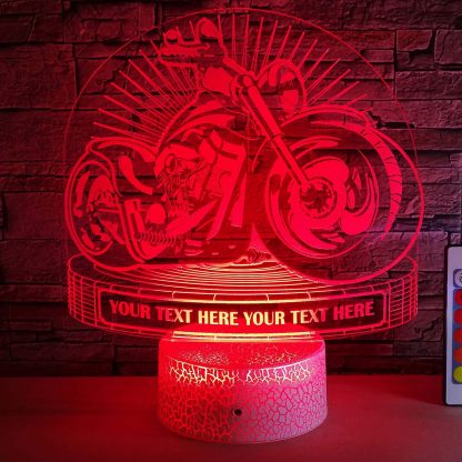 Chopper Personalized 3D Night Light Lamp, Custom Motorcycle Desk Decor Gift Red