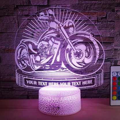 Chopper Personalized 3D Night Light Lamp, Custom Motorcycle Desk Decor Gift White