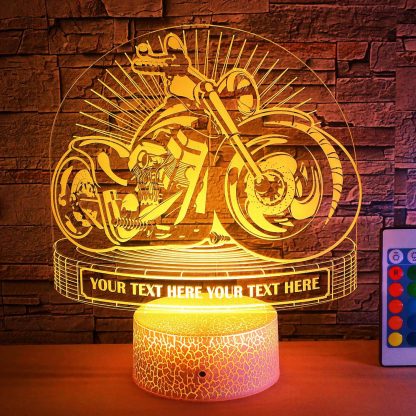 Chopper Personalized 3D Night Light Lamp, Custom Motorcycle Desk Decor Gift Yellow