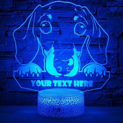 Dachshund Personalized 3D Night Light Lamp, Custom Dog Lovers Decor Gift Blue