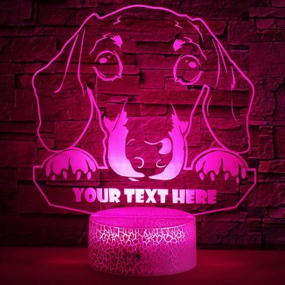 Dachshund Personalized 3D Night Light Lamp, Custom Dog Lovers Decor Gift Purple