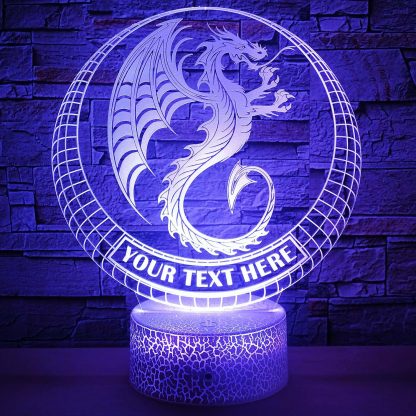 Dragon Personalized 3D Night Light Lamp, Custom Chinese Drake Desk Decor Gift Blue