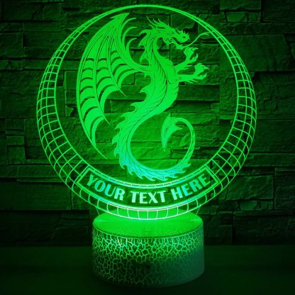 Dragon Personalized 3D Night Light Lamp, Custom Chinese Drake Desk Decor Gift Green