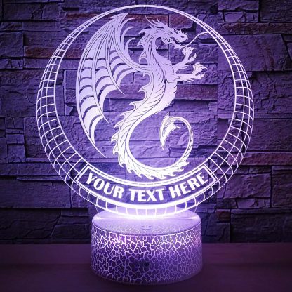 Dragon Personalized 3D Night Light Lamp, Custom Chinese Drake Desk Decor Gift White