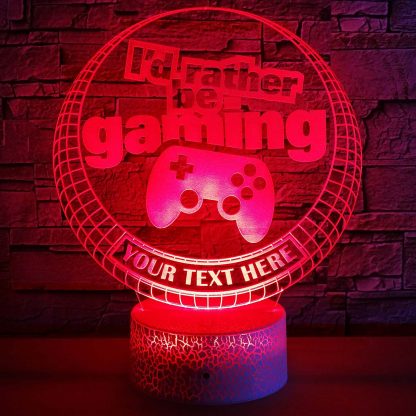 Gaming Personalized 3D Night Light Lamp, Custom Pro Gamers Decor Gift Red