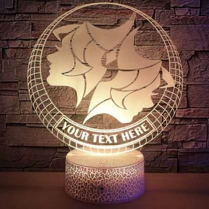 Gemini Zodiac Sign Personalized 3D Night Light Lamp, Custom Astrology Twins Decor Gift White