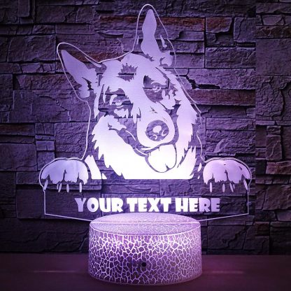 German Shepherd Personalized 3D Night Light Lamp, Custom Dog Lovers Decor Gift White