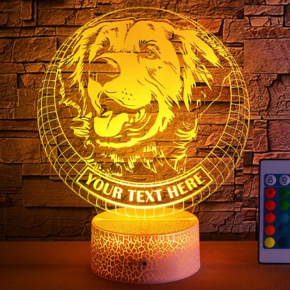 Golden Retriever Personalized 3D Night Light Lamp, Custom Dog Lovers Decor Gift Yellow