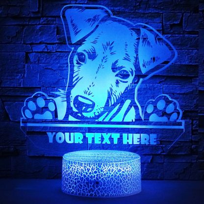 Greyhound Puppy Personalized 3D Night Light Lamp, Custom Dog Lovers Desk Decor Gift Blue