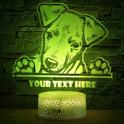 Greyhound Puppy Personalized 3D Night Light Lamp, Custom Dog Lovers Desk Decor Gift Green
