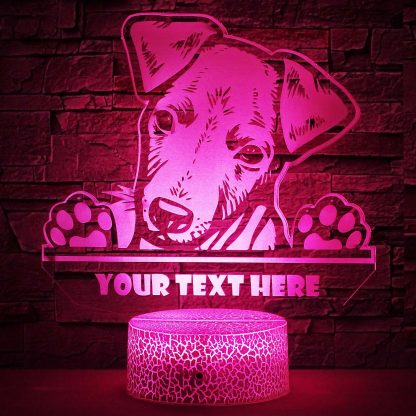 Greyhound Puppy Personalized 3D Night Light Lamp, Custom Dog Lovers Desk Decor Gift Purple