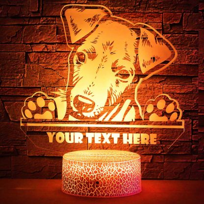 Greyhound Puppy Personalized 3D Night Light Lamp, Custom Dog Lovers Desk Decor Gift Yellow