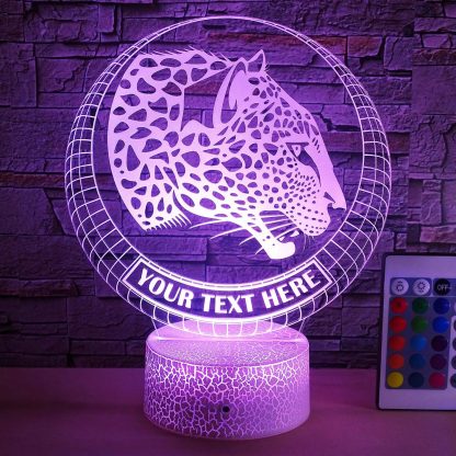 Leopard Personalized 3D Night Light Lamp, Custom Cheetah Desk Decor Gift Pink