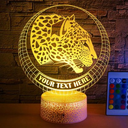 Leopard Personalized 3D Night Light Lamp, Custom Cheetah Desk Decor Gift Yellow