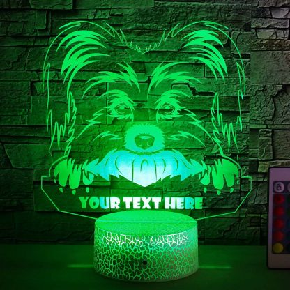 Papillon Personalized 3D Night Light Lamp, Custom Dog Lovers Decor Gift Green