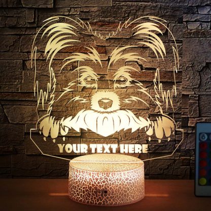 Papillon Personalized 3D Night Light Lamp, Custom Dog Lovers Decor White