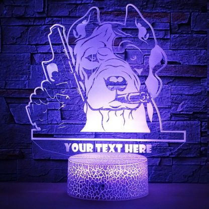 Pitbull Personalized 3D Night Light Lamp, Custom Dog Lovers Desk Decor Gift Blue