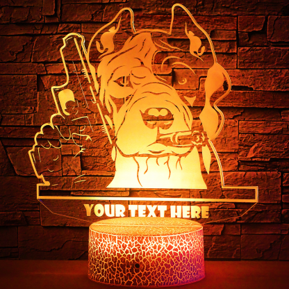 Pitbull Personalized 3D Night Light Lamp, Custom Dog Lovers Desk Decor Gift Yellow