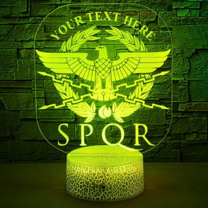 Roman Empire Personalized Legion Eagle SPQR Sign 3D Night Light Lamp Green