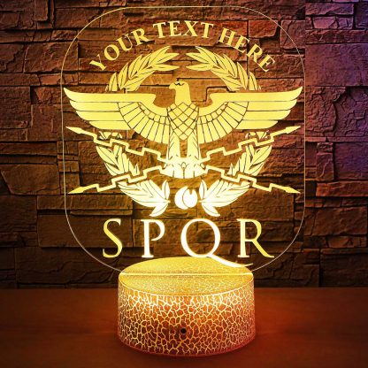 Roman Empire Personalized Legion Eagle SPQR Sign 3D Night Light Lamp Yellow