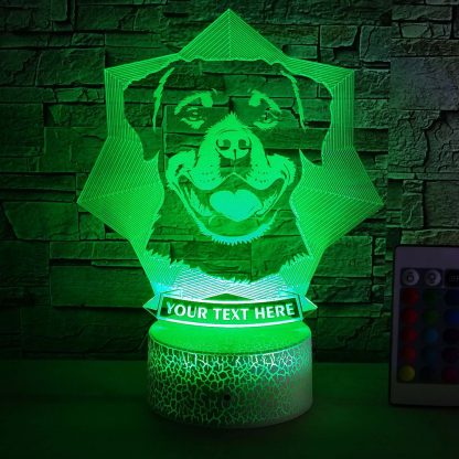 Rottweiler Personalized 3D Night Light Lamp, Custom Metzgerhund Dog Lovers Decor Gift Green