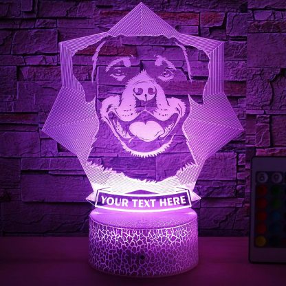 Rottweiler Personalized 3D Night Light Lamp, Custom Metzgerhund Dog Lovers Decor Gift Purple