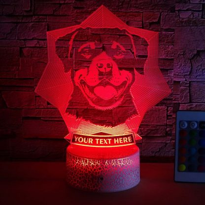 Rottweiler Personalized 3D Night Light Lamp, Custom Metzgerhund Dog Lovers Decor Gift Red