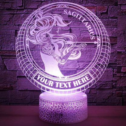 Sagittarius Zodiac Sign Personalized 3D Night Light Lamp, Astrology Archer Decor Gift Pink
